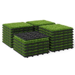 30PCS Interlocking Artificial Grass Tiles 12”x12” for Patio Balcony Backyard
