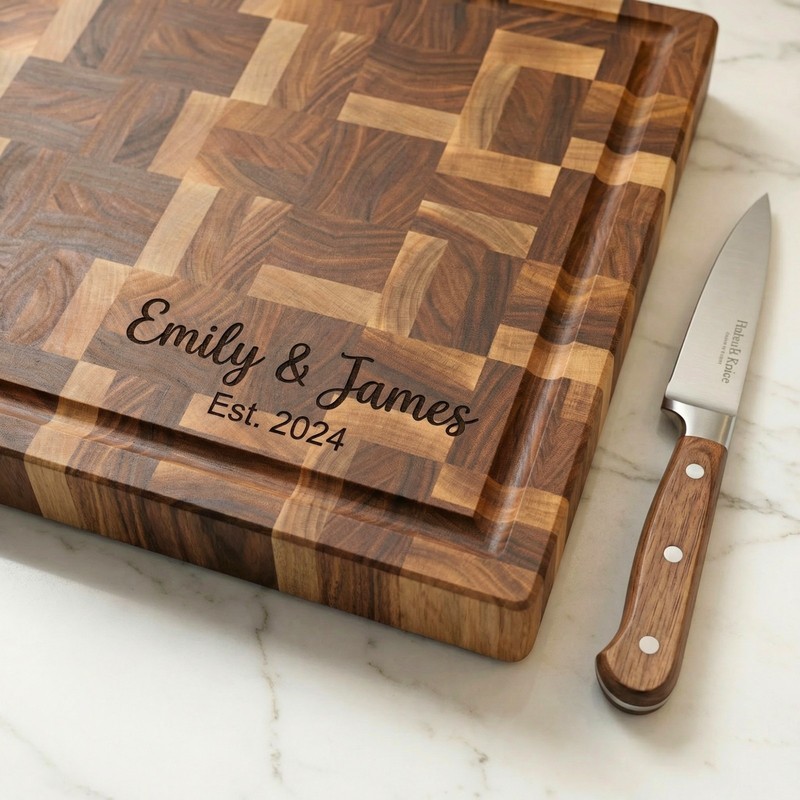 Solid Wood End Grain Walnut Cutting Board, Thick Charcuterie Chopping Block gallery