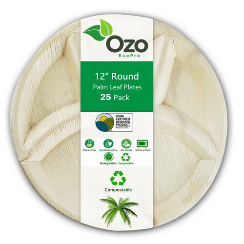 Palm Leaf Plates Round 12" 4CP 25 Packets By Ozo EcoPro gallery