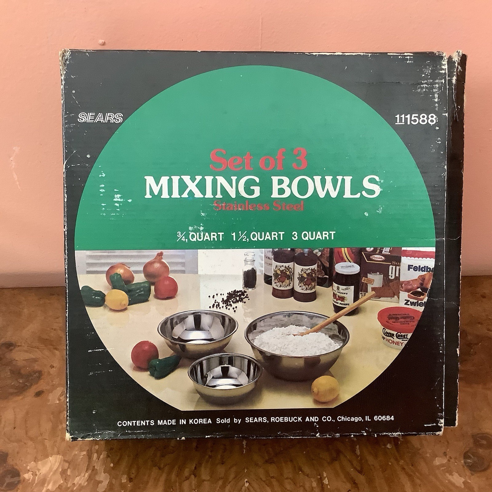 Vintage Sears Stainless Steel Round Mixing Bowl 3 Piece Set 3/4qt, 1 1/2qt. 3qt gallery
