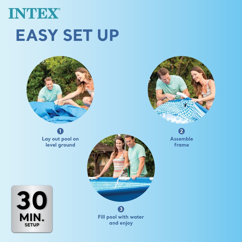 Intex 14ft x 33in Rectangular Above Ground Backyard Swimming Pool with Filter gallery