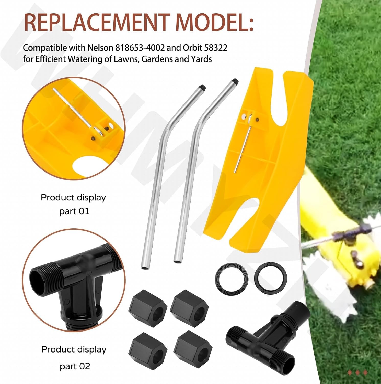 TRAVELING SPRINKLER ARMS TEE REPLACEMENT ASSEMBLY FOR ORBIT AND NELSON W gallery