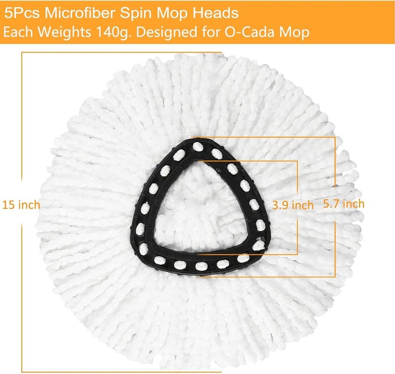 5-Pack Spin Mop Replacement Heads, 100% Microfiber Spin Mop Refills Heads for... gallery
