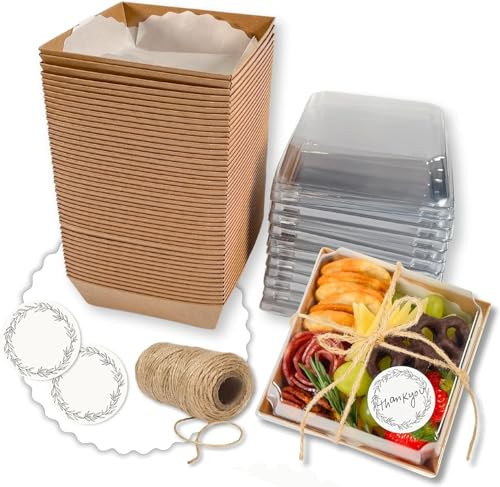 Small Charcuterie Box Set with Clear Lids, Brown, 50 ct, 5 inch x 5 inch gallery