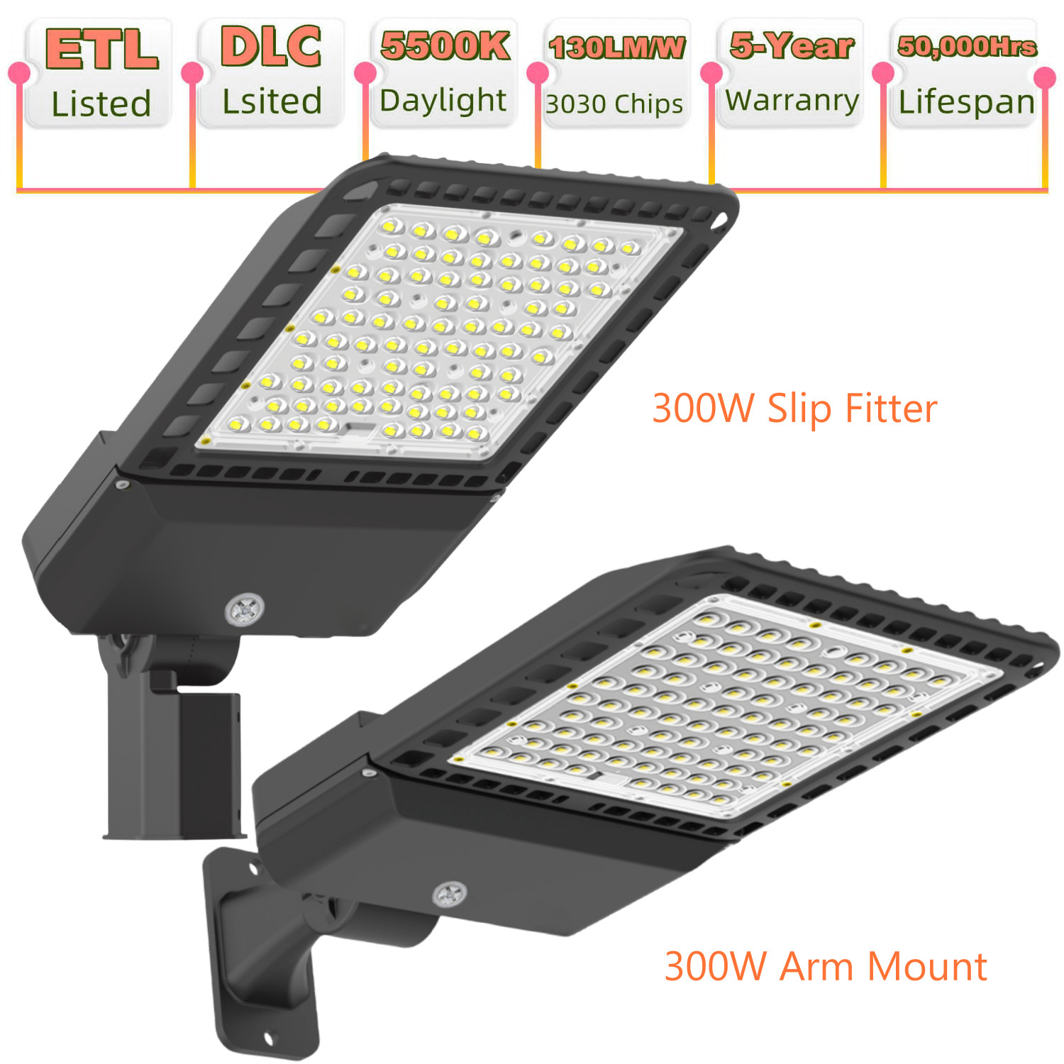 LED Parking Lot Light 200W 300W with Dusk to Dawn Photocell Shoebox Area Lights gallery