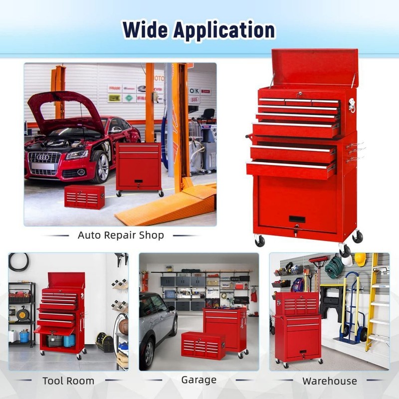 Rolling Tool Chest 8-Drawer Mobile Workbench Garage Tool Boxs Storage Cabinet gallery