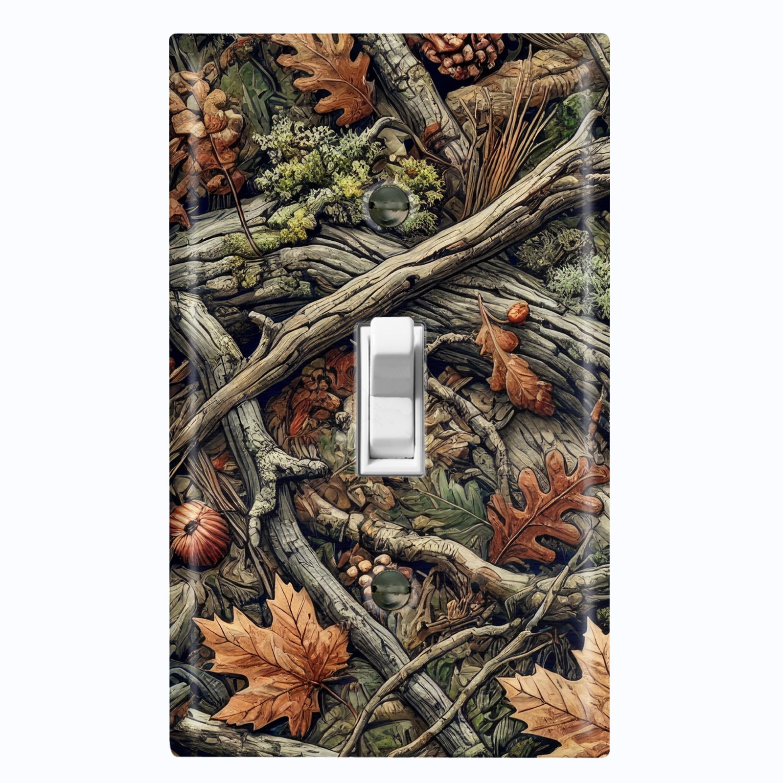 Metal Light Switch Outlet Cover Wall Plate Forest Woods Moss Camouflage FOS153 gallery