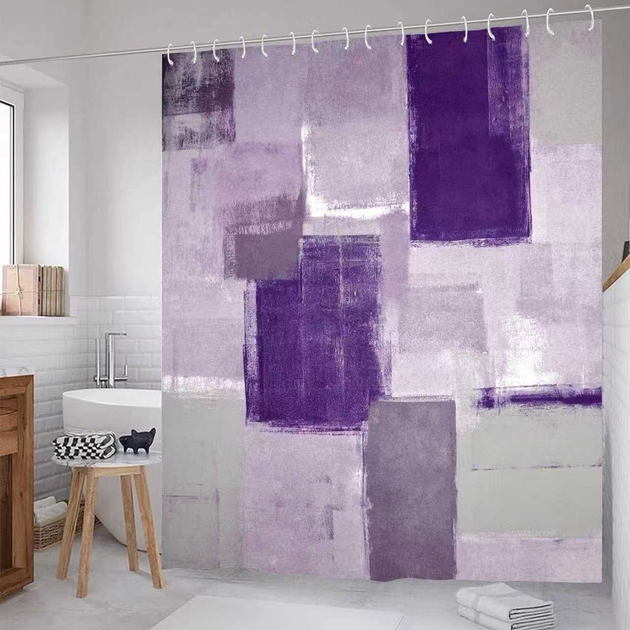 Purple Gray Shower Curtain for Bathroom, 72*72inch gallery