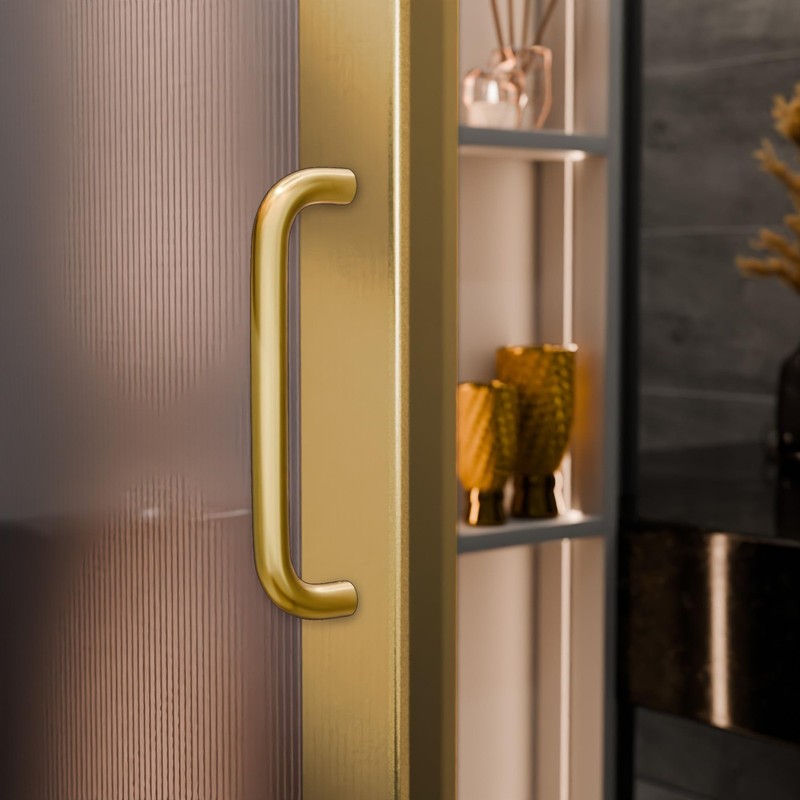 Solid Pull Handle Aluminum Material, Polished Brass Finish, 9" Length, 8" Cen... gallery