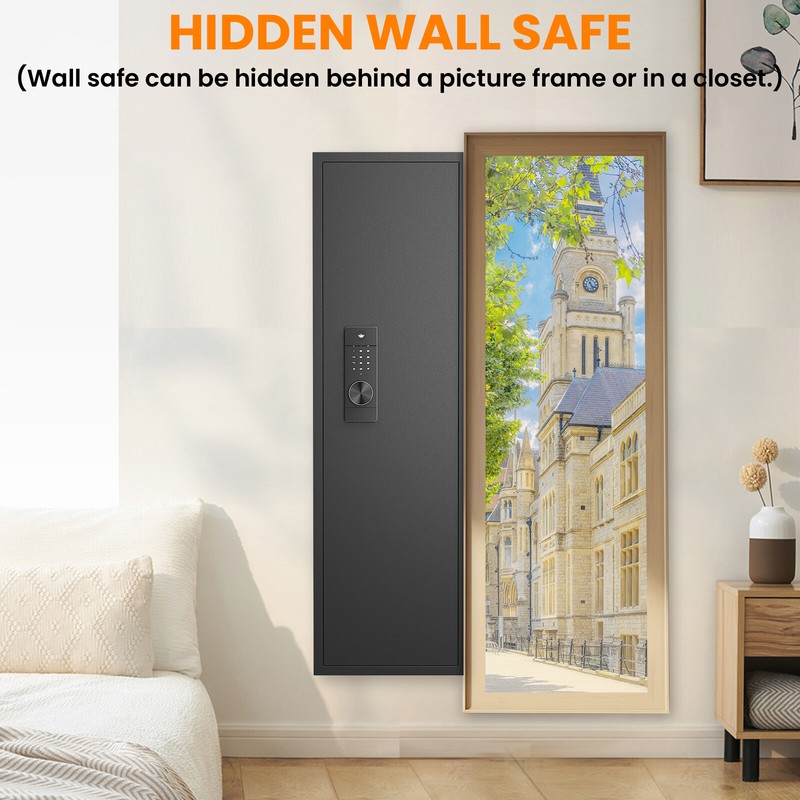 53" Tall Wall Safe Between Stud, Hidden in Wall Gun Safe with Adjustable Shelf gallery