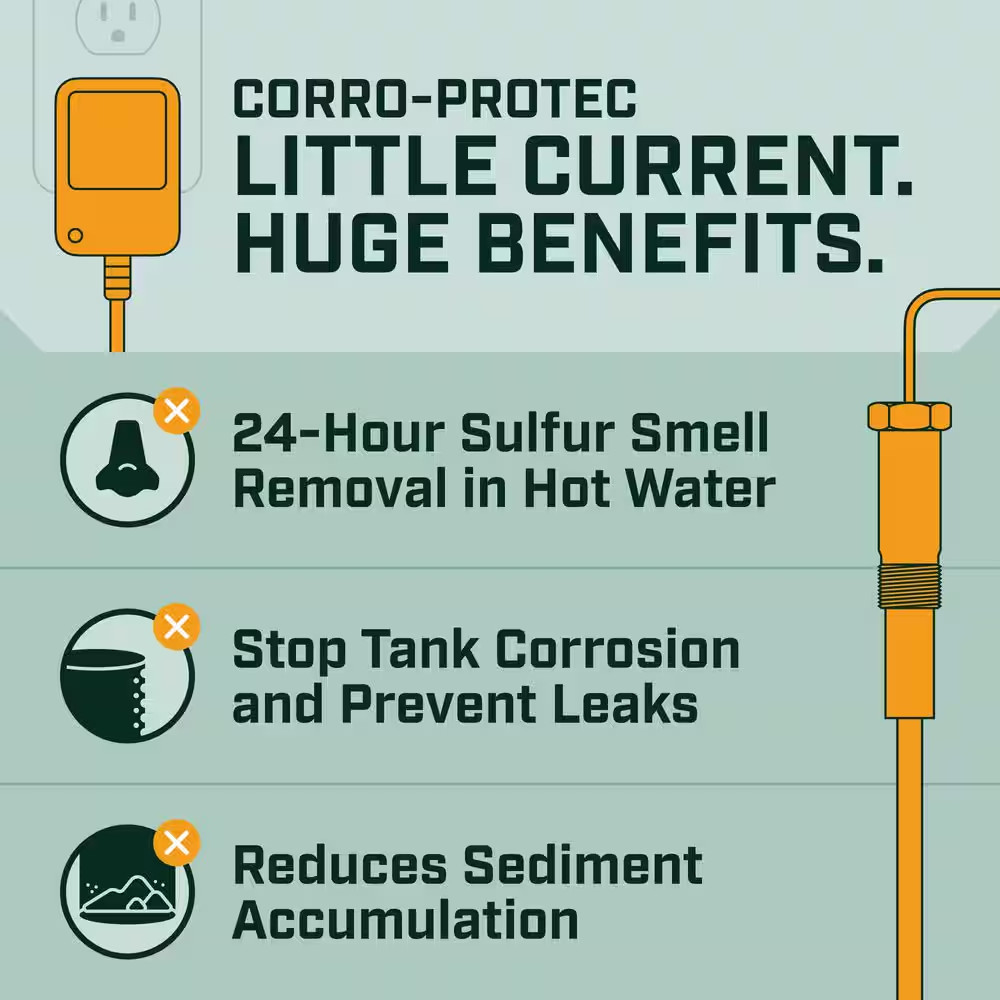 Powered Anode Rod for 40-89 Gal. Residential Water Heater, Eliminates Sulfur Sme gallery