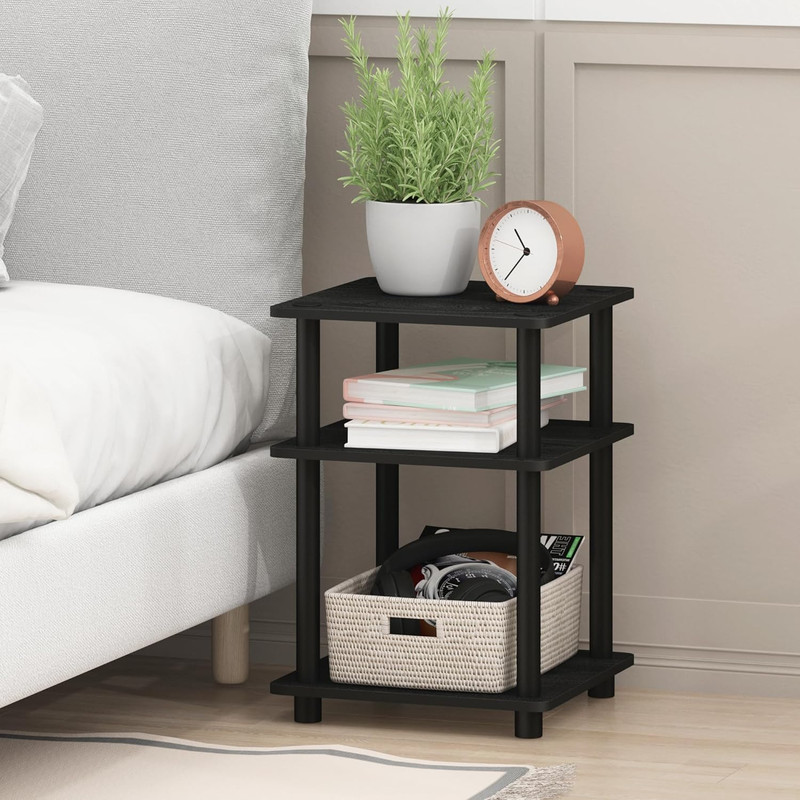 Modern 3-Tier Side Table with Open Shelves for Living Room and Bedroom, Blackwoo gallery