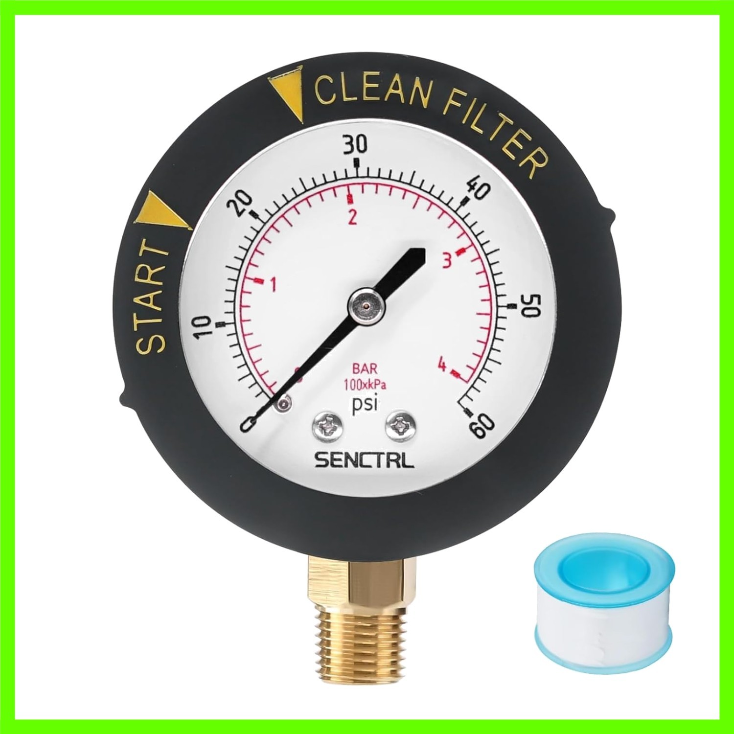 0-60 Psi Pool Filter Pressure Gauge, 2 inches Dial, 1/4 NPT Lower Mount, Stai... gallery