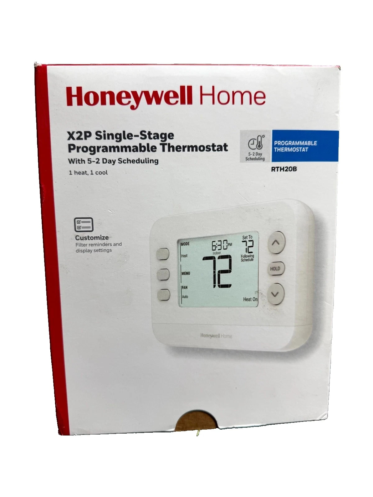 Honeywell Home X2P Programmable Thermostat, Single-Stage, 1-Heat/1-Cool gallery
