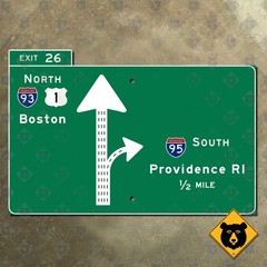Massachusetts Interstate 95 exit 26 Boston Providence RI highway road sign 15×10