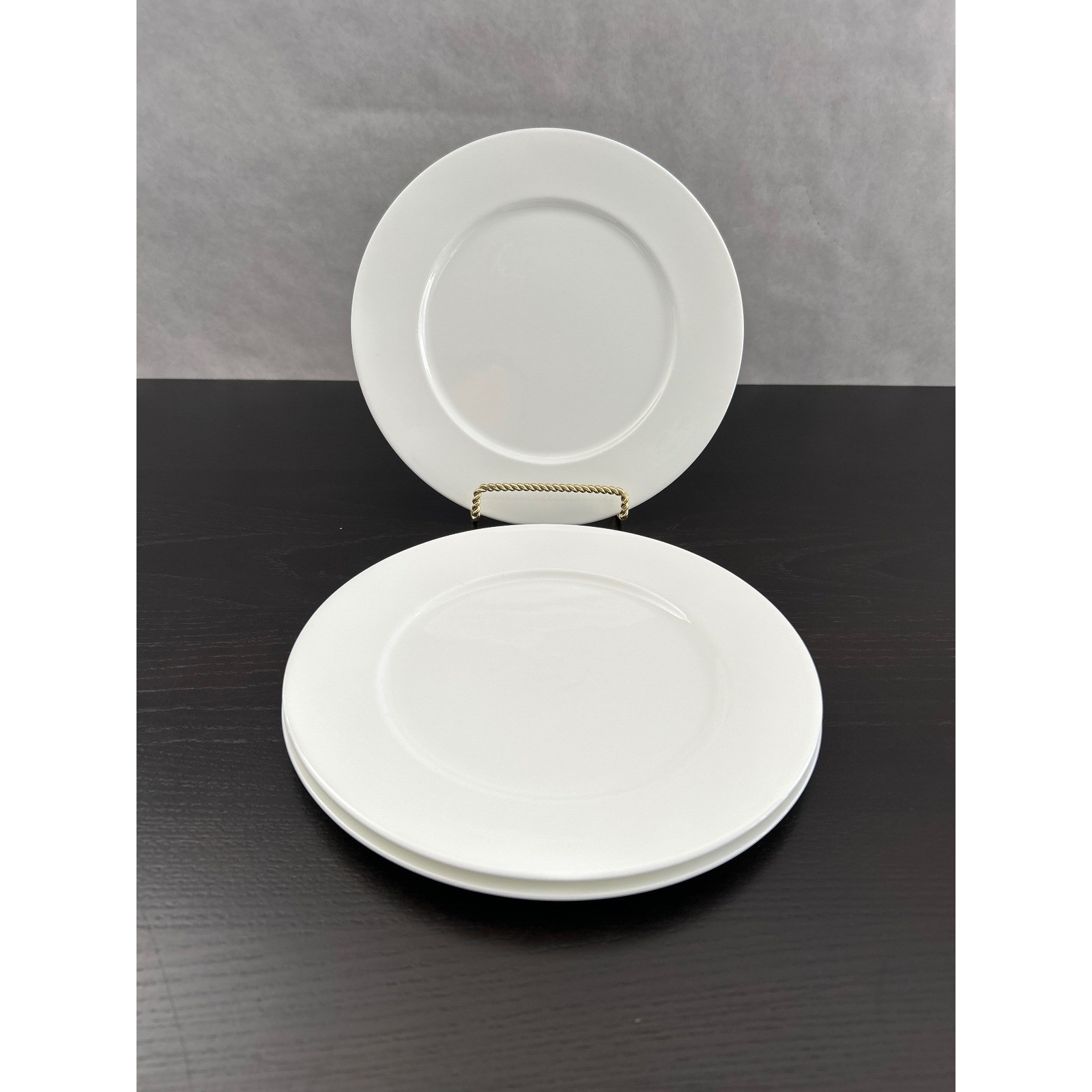 Hotel Collection White Bone China Salad Plates Set of 3 Round Minimalist 9.5in gallery