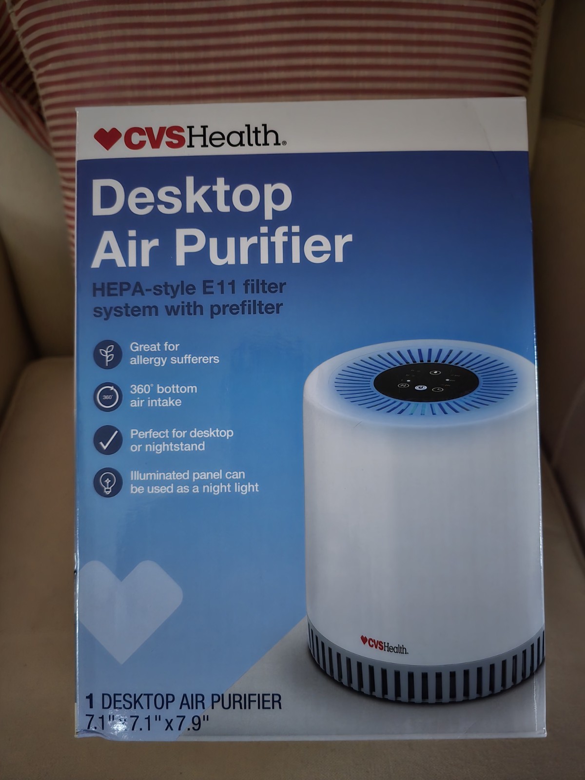 CVS Health Desktop Air Purifier HEPA Style* NO FILTER Included* Box &Instruction gallery