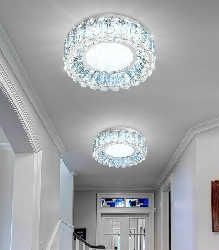 Dimmable 12" Crystal LED Chandelier Flush Mount Light for Bedroom & Hallway gallery