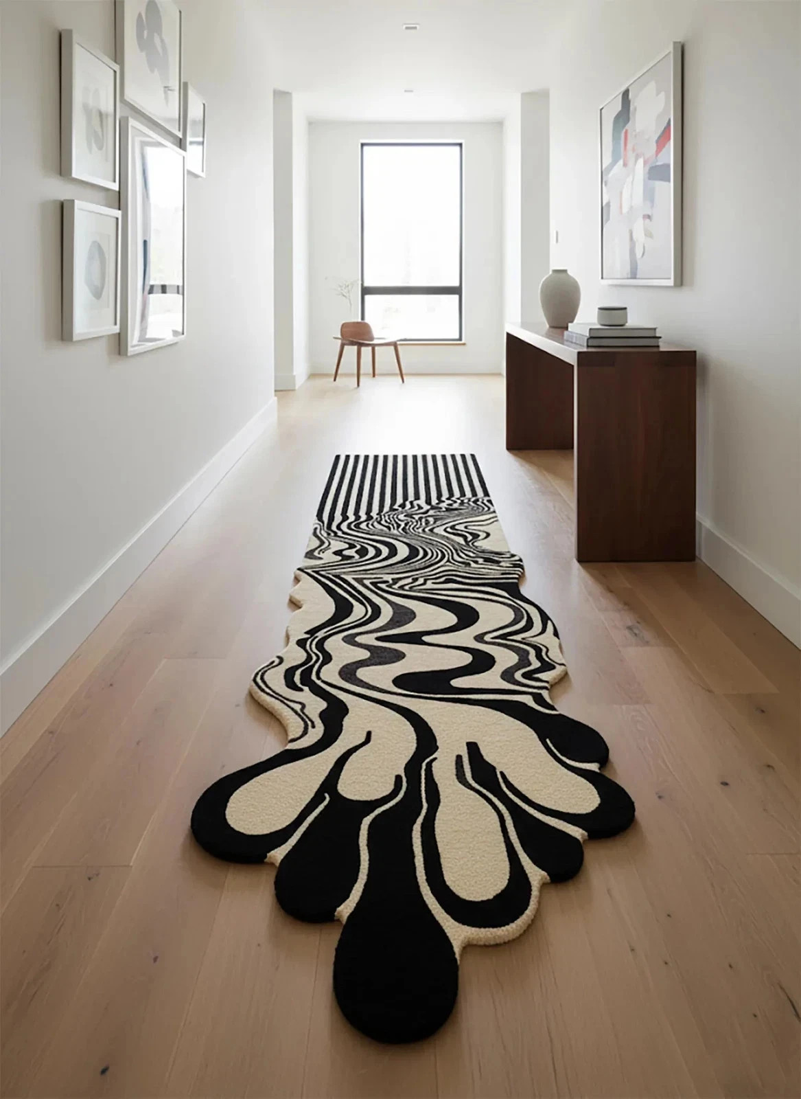 Hand-Tufted Wool Runner Rug: Melting Design, Custom Size gallery