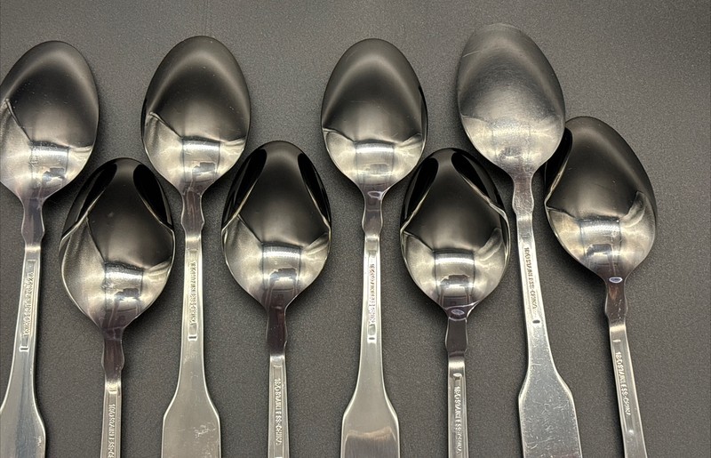 18/10 Stainless 8 spoons Cube Flatware 7.5 In Dinner Spoon. American colonial gallery