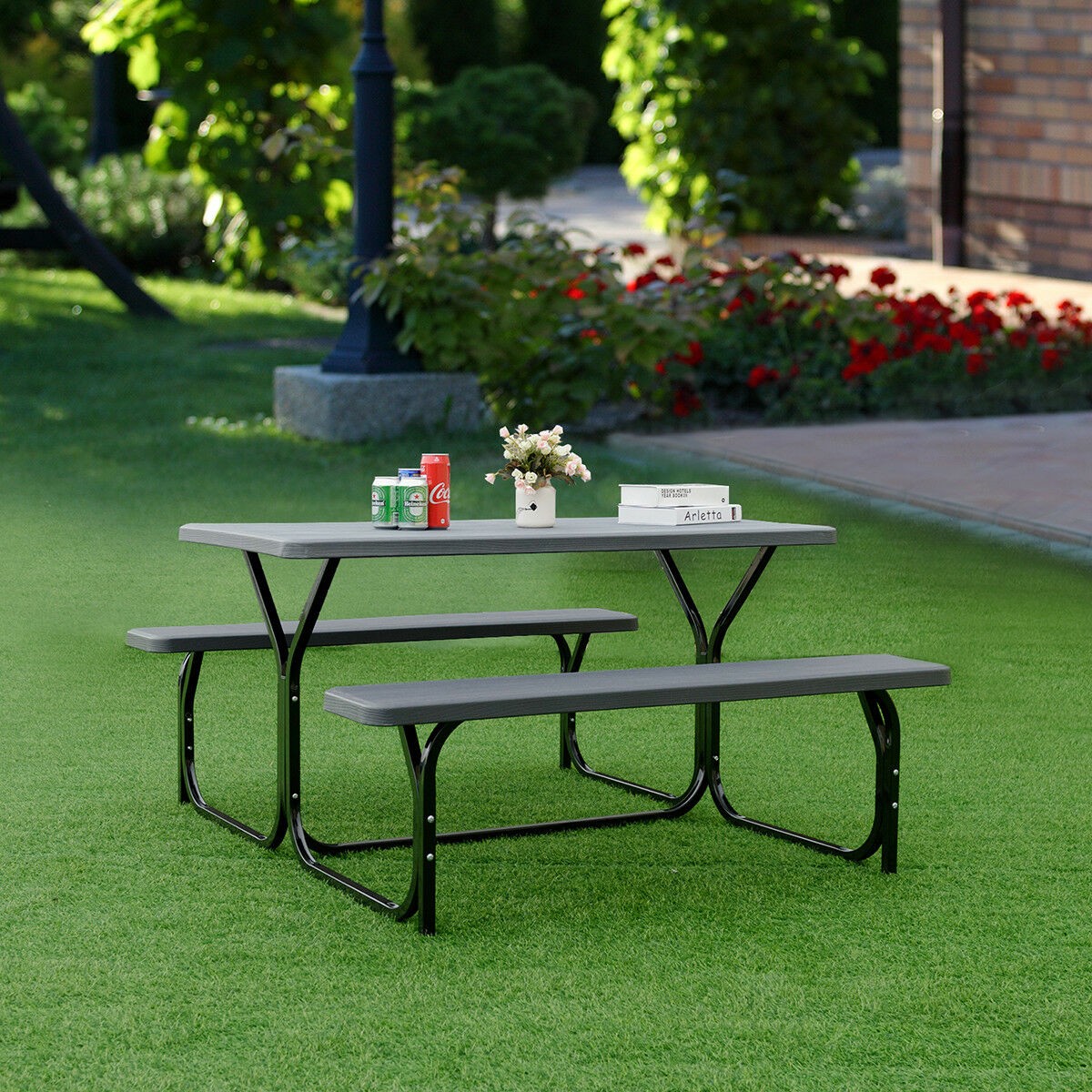 Costway Picnic Table Bench Set Outdoor Backyard Garden Party Dining All Weather gallery