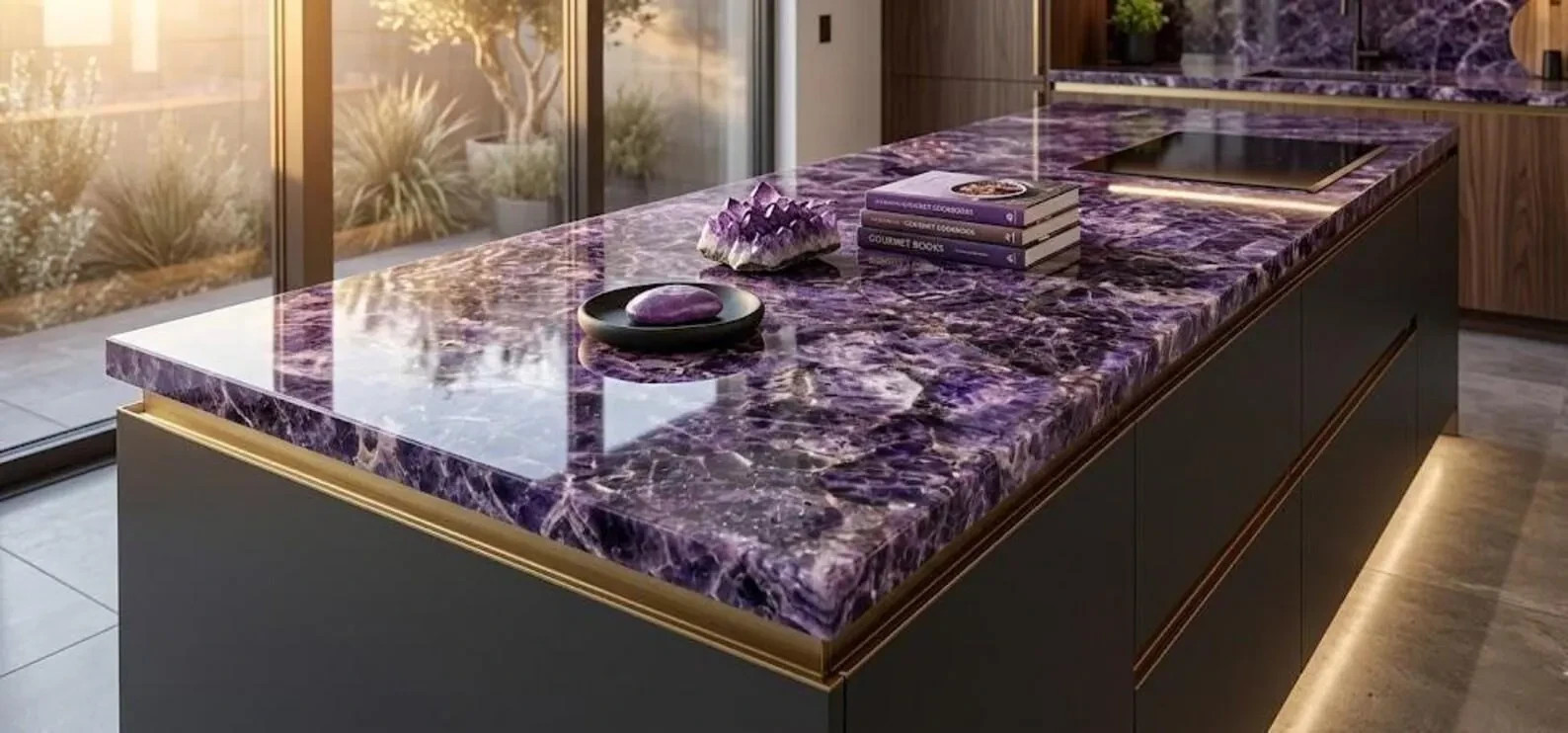 60x30 Luxury Amethyst Countertop Slab Purple Gemstone Kitchen Island Custom Va gallery