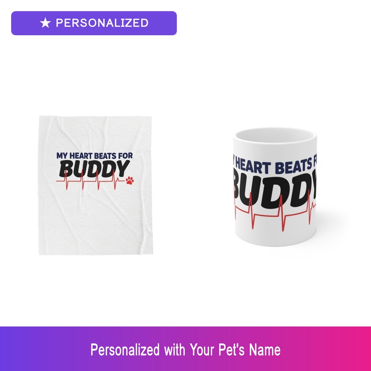 Custom Yorkshire Terrier Yorkie Paw Print Gift Set Blanket Mug Personalized Pet gallery