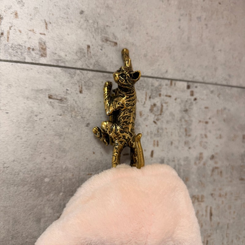 Bengal Cat Wall Hook Solid Brass Key Holder Animal Bathroom Decor Gift gallery