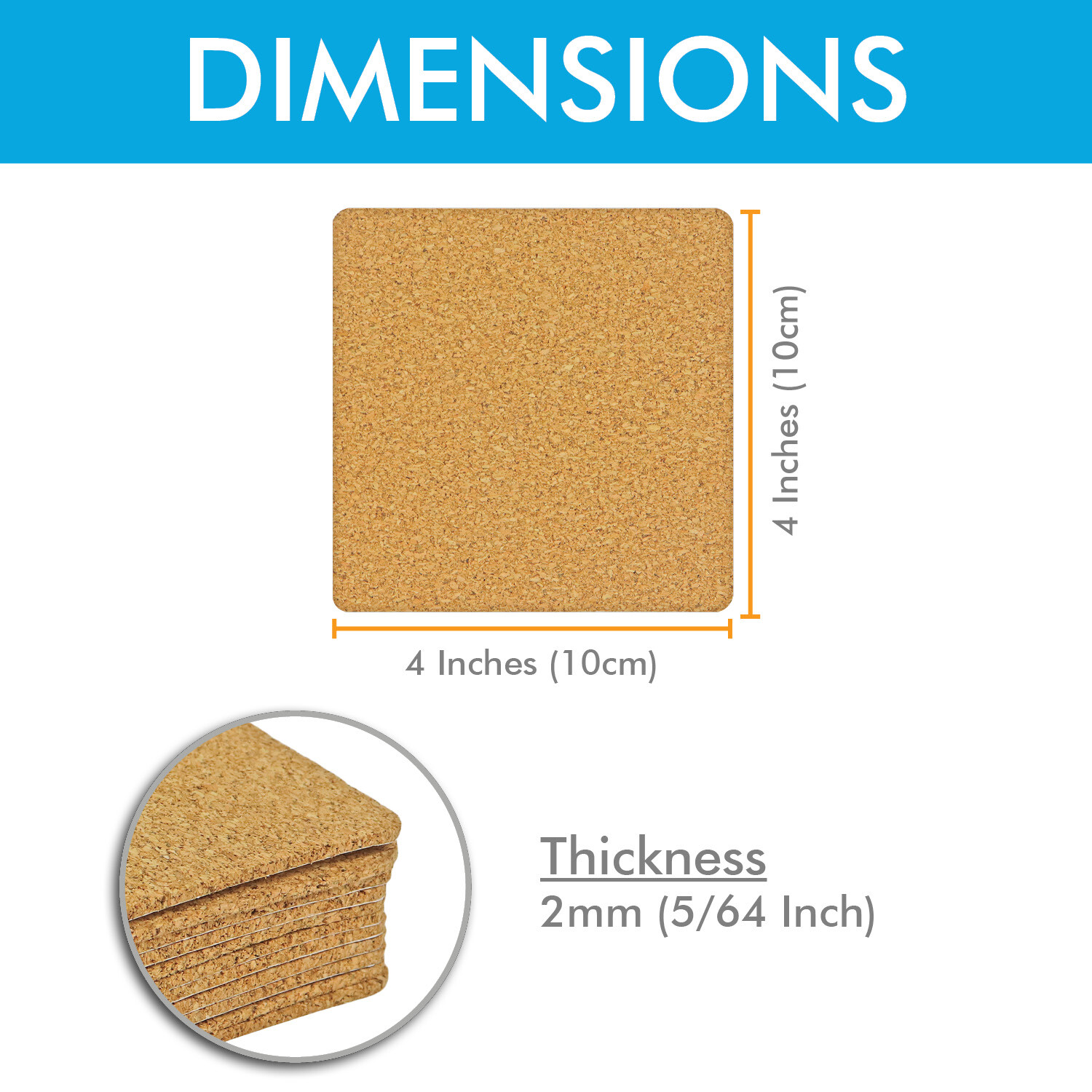 Self-Adhesive Cork Squares 4x4 Inches Cork Backing Sheets Cork Tiles Coasters gallery