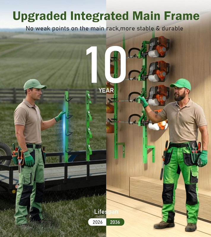 4 Place Weed Eater Rack Lockable Trimmer Rack for Open & Enclosed Trailer Green gallery