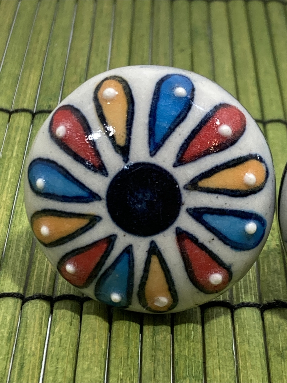 Ceramic Drawer Knob Pull 1-3/4" Multi Color Flower Petals Set of 3 gallery