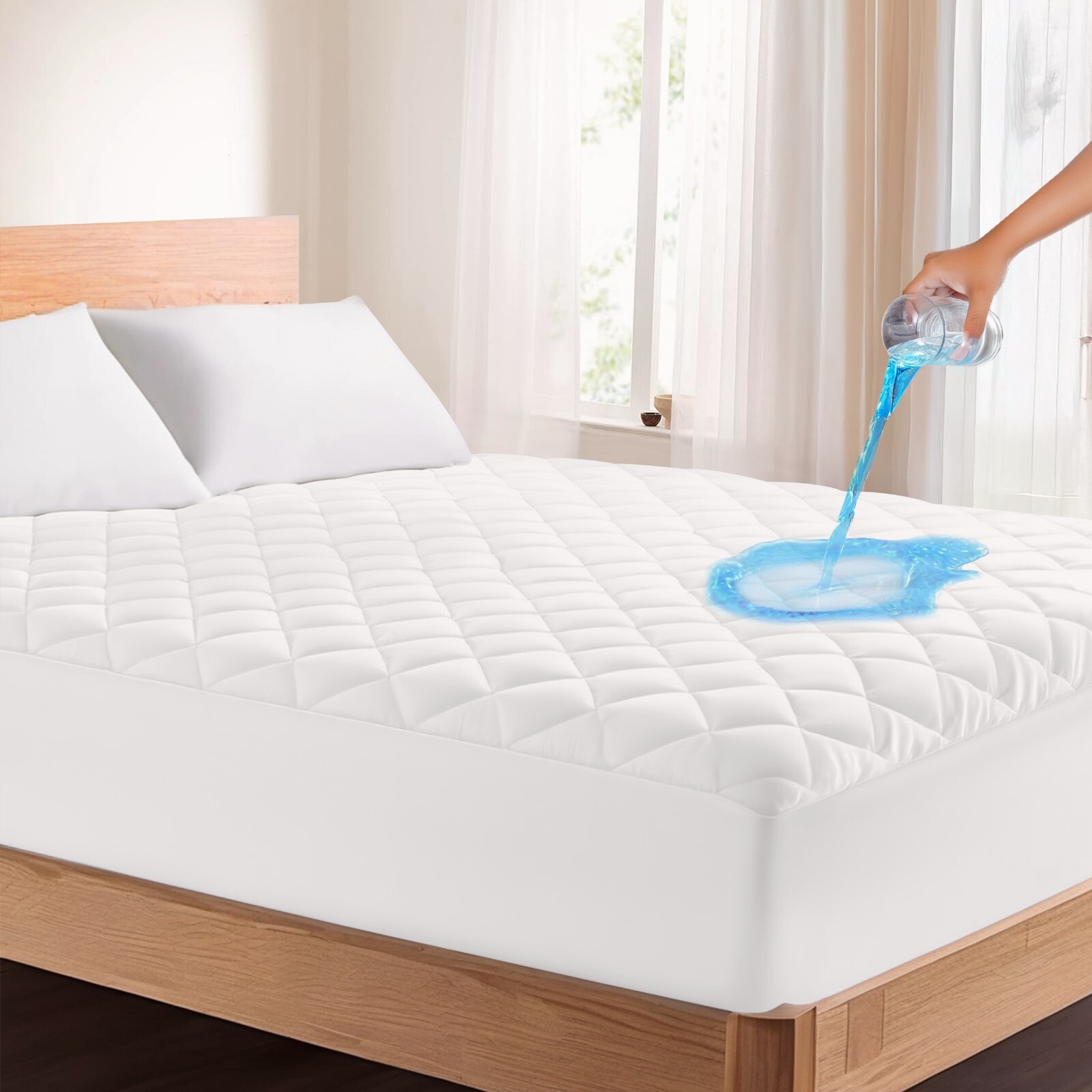 Quilted Waterproof Mattress Cover Pad Protector Cooling Breathable Fitted Topper gallery