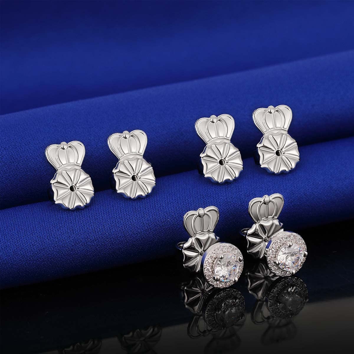 Kouley Earring Backs Lifters,3 Pairs Secure 8MM, White,Silver gallery