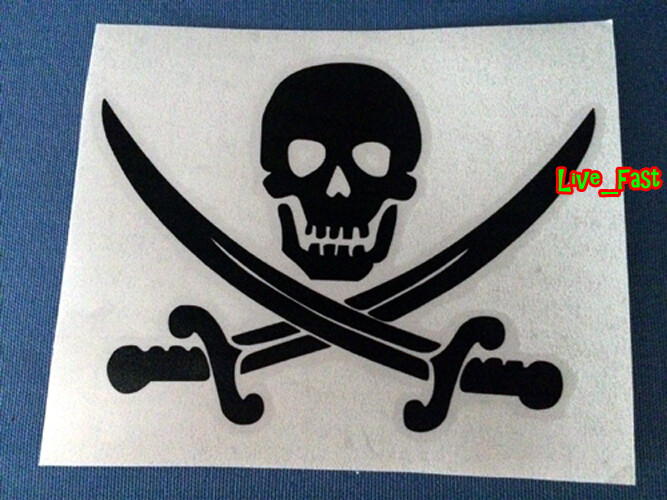 JOLLY ROGER PIRATE SKULL FLAG STICKER DECAL VINYL SALT LIFE BEACH BUM SAIL BOAT gallery