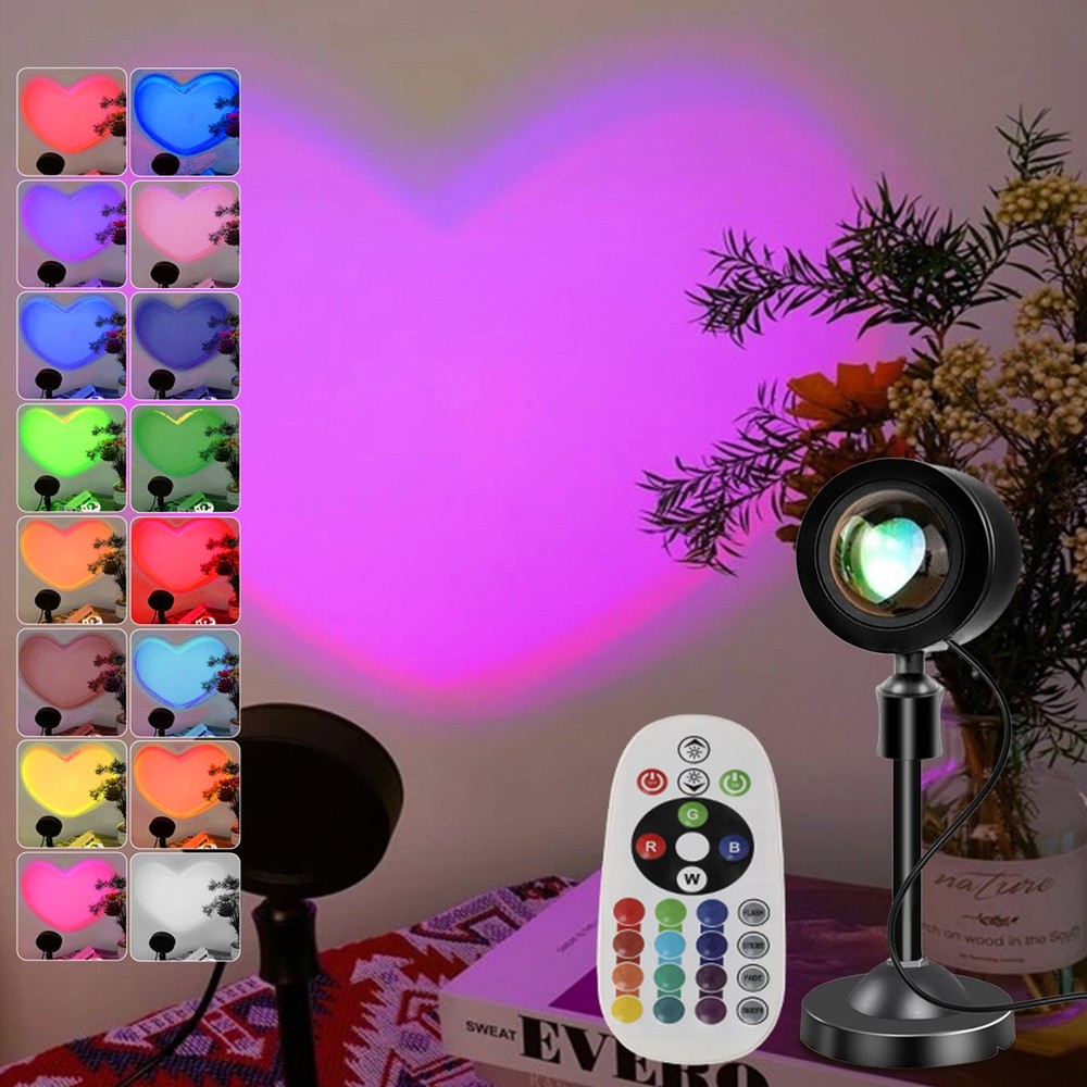 Rainbow Sunset Projection Lamp 16Colors LED Modern Romantic Remote Control Light