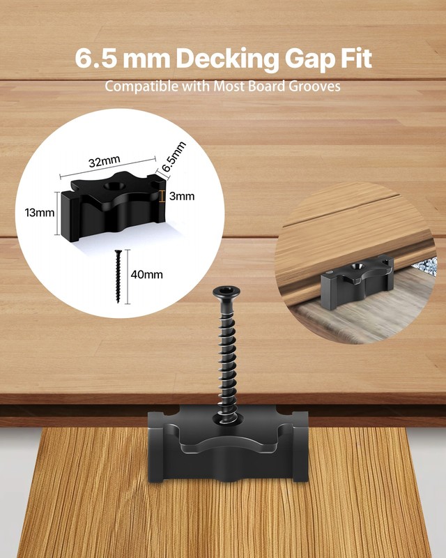 VEVOR 900PCS Hidden Deck Fasteners for Composite Decking Universal T Clips Black gallery