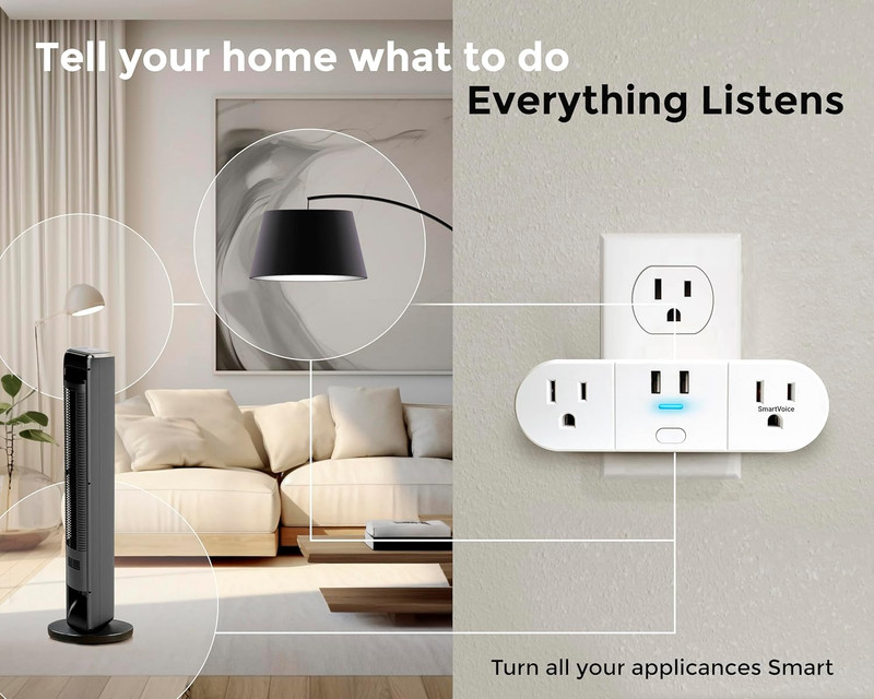 Smartvoice 4-In-1 Wall Plug, Offline 30+ Voice Control Commands, No APP, No Wifi gallery