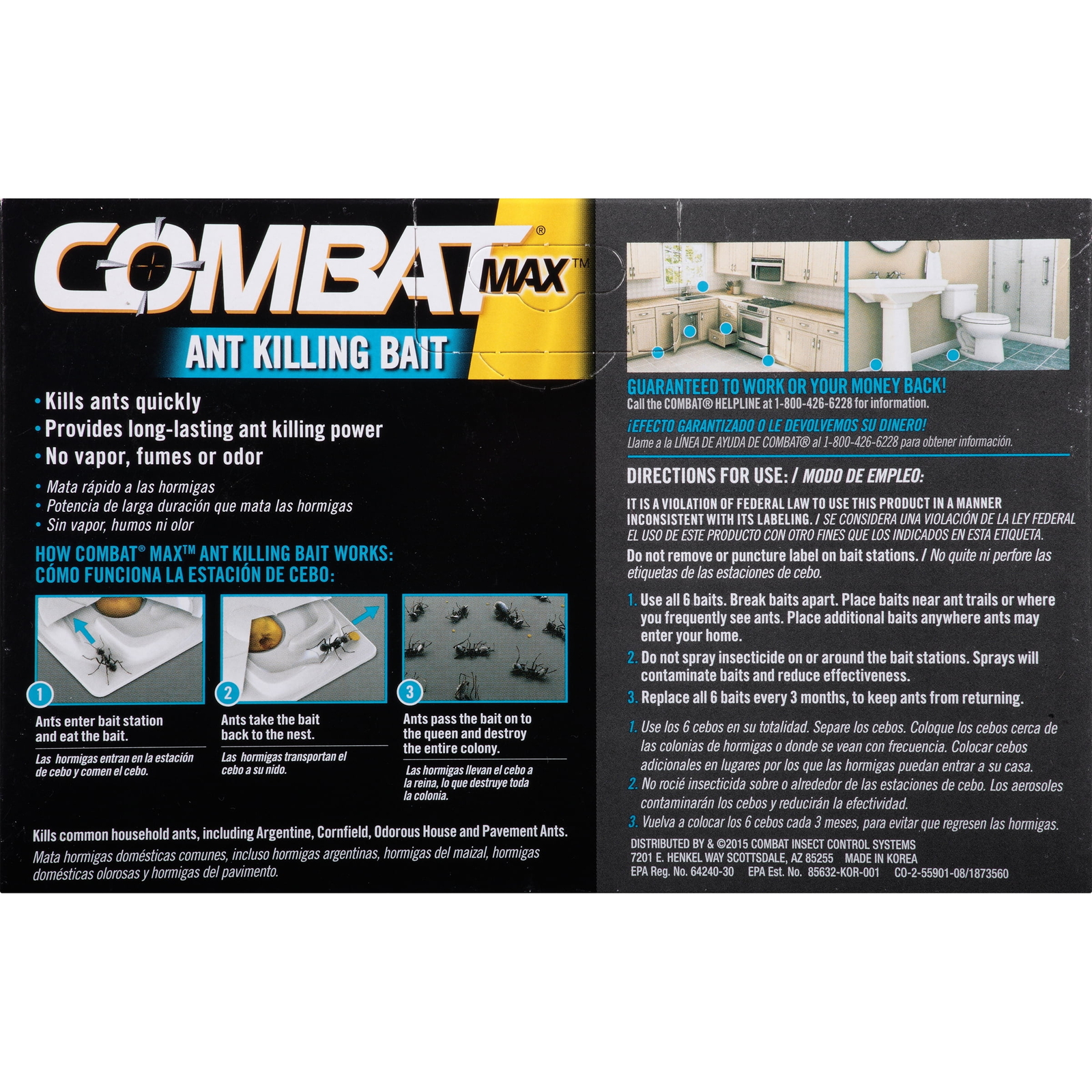 Combat Max Ant Killing Bait Stations, Indoor/Outdoor, Kills The Colony, 6 ct 🆕 gallery