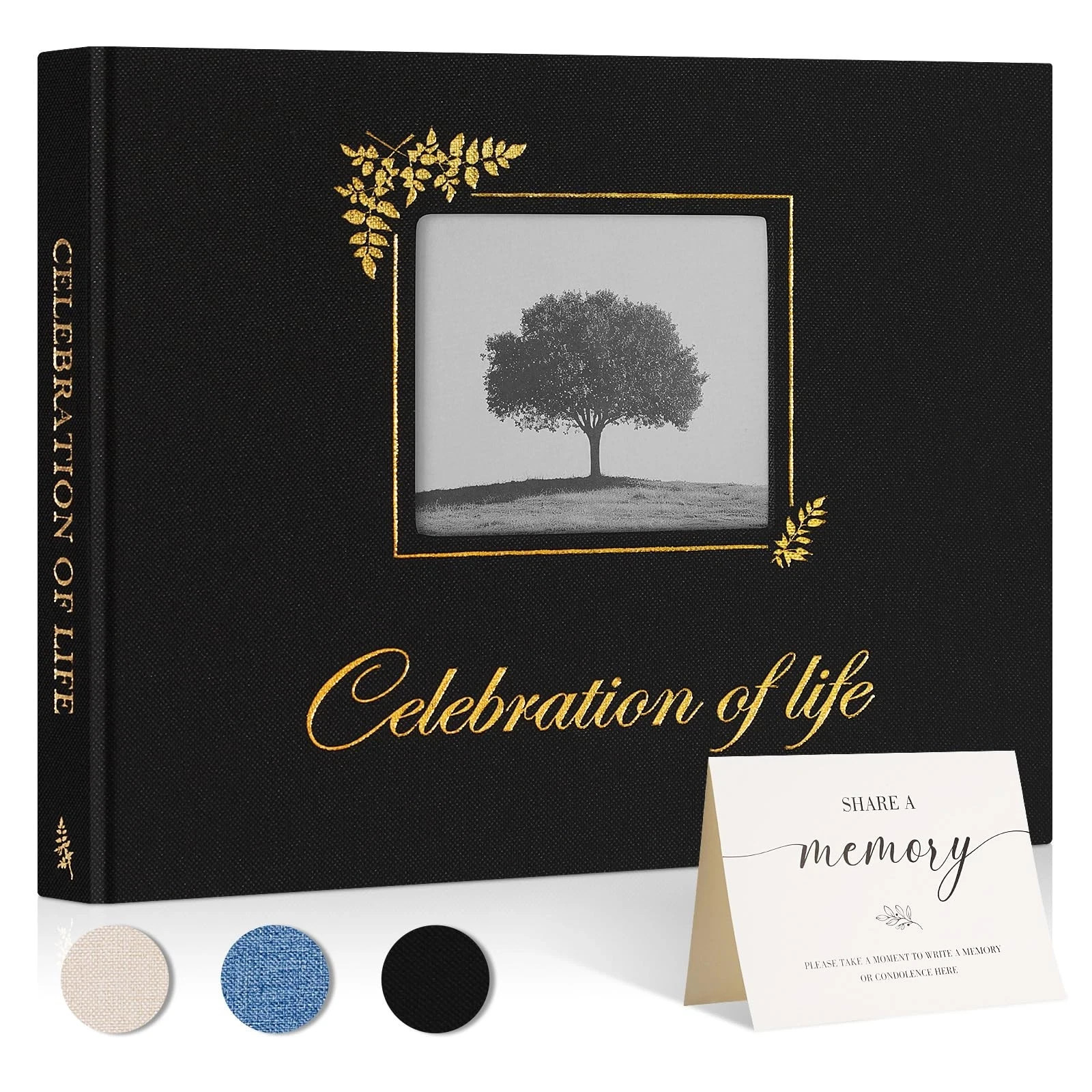 Funeral Guest Book for Memorial Service, Linen Celebration of Life Registry G... gallery