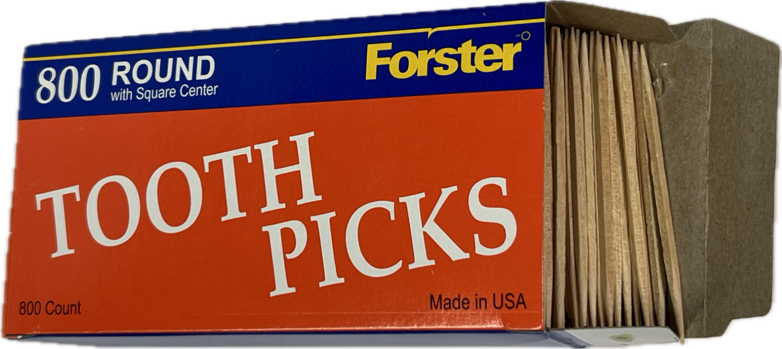 3/800 Forster Round with Square Center Wooden Toothpicks USA Birch Wood gallery