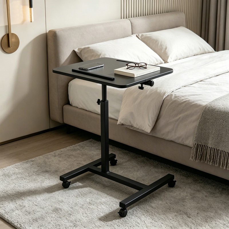 Rolling End Table Overbed Bedside Table Sofa Table Laptop Tabe Height Adjustment gallery
