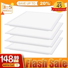 24X24 inch LED Flat Panel Light Troffer Ceiling Lights 2x4FT 75W, 0-10V Dimmable