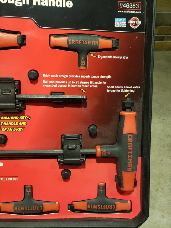 Craftsman 7-pc T-Through Handle Hex Key Set 9-46383 - made in USA gallery