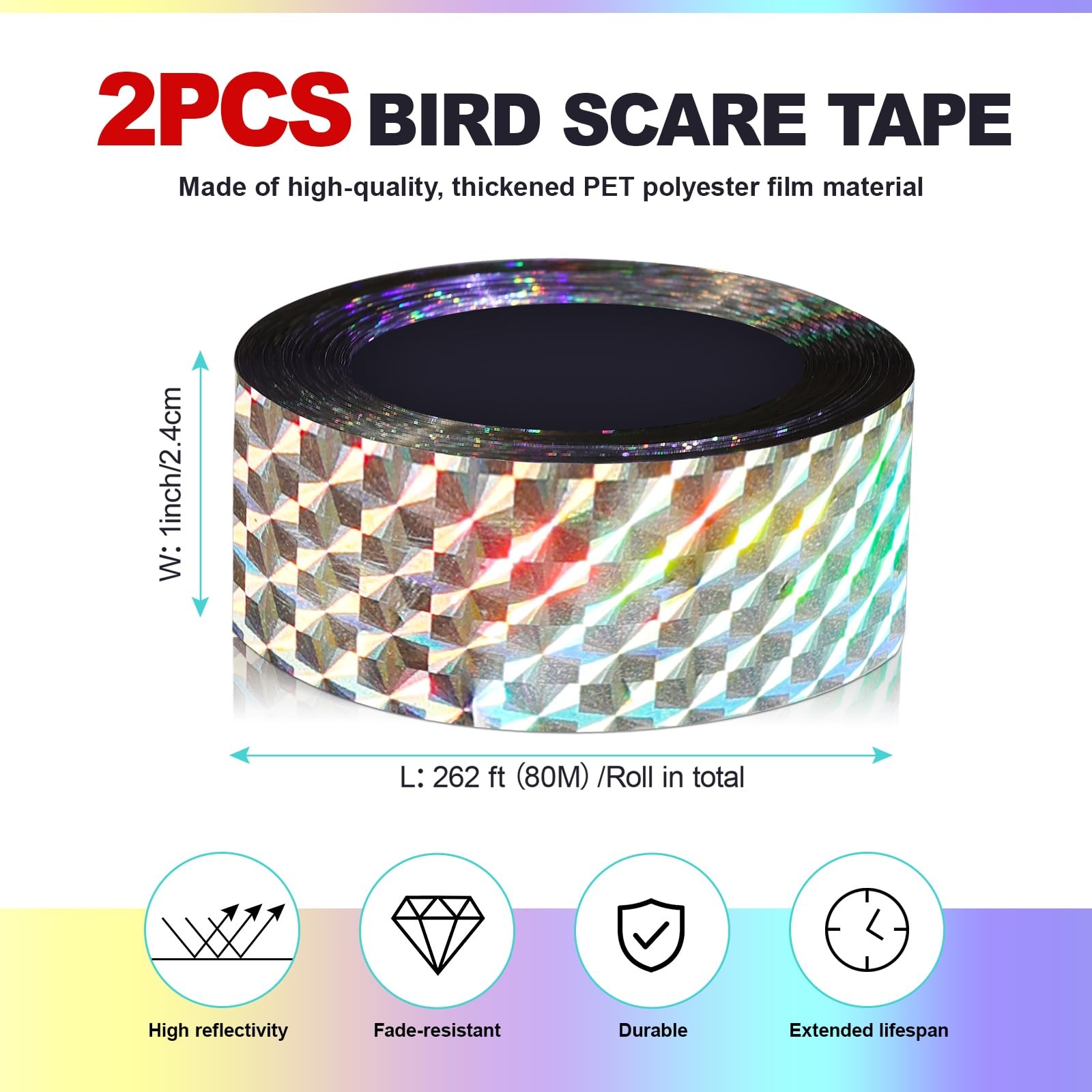 Bird Scare Tape Ribbon524FT Reflective Tape for Birds Keep Birds Away Outdo... gallery