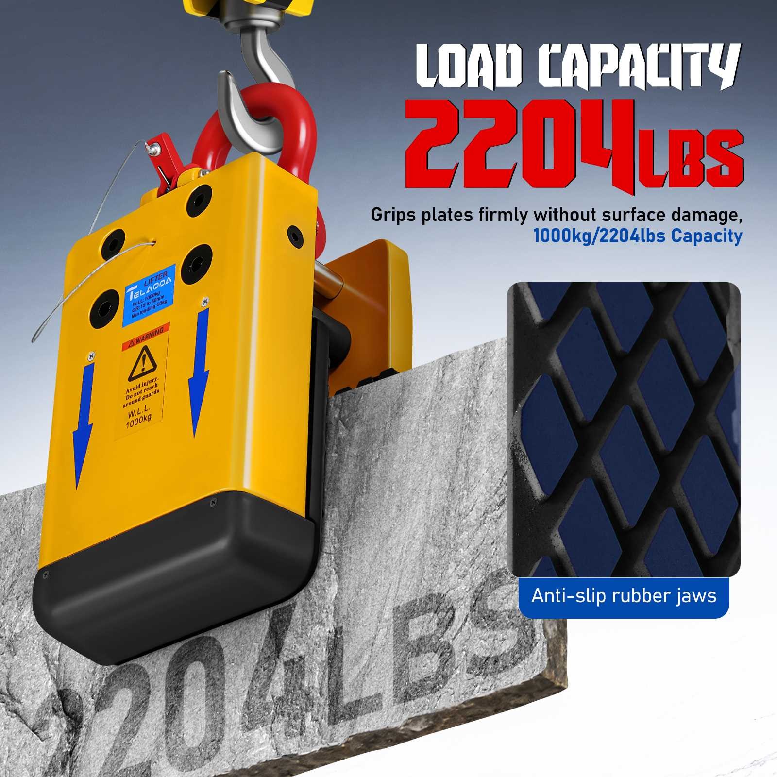 1000kg 10MM-50MM Stone Lifter Stone Slab Lifting C Clamp with Soft Rubber Jaws gallery