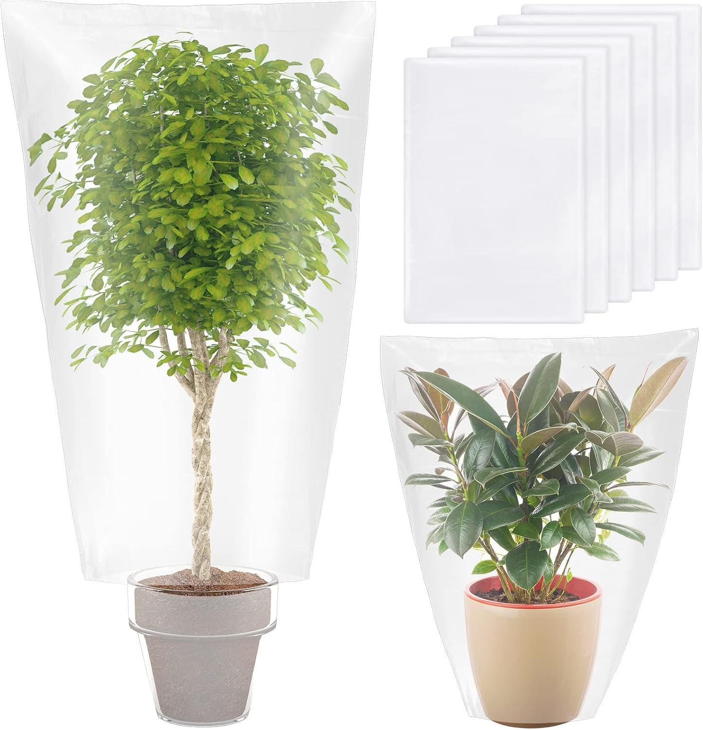 6 Pcs Winter Plant Covers Freeze Protection Small Plastic Clear Film Cover Shelt gallery