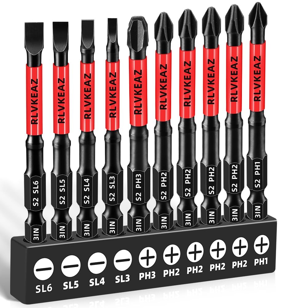 3" Magnetic Screwdriver Bits Set - Phillips & Slotted, Hex Shank for Drills gallery