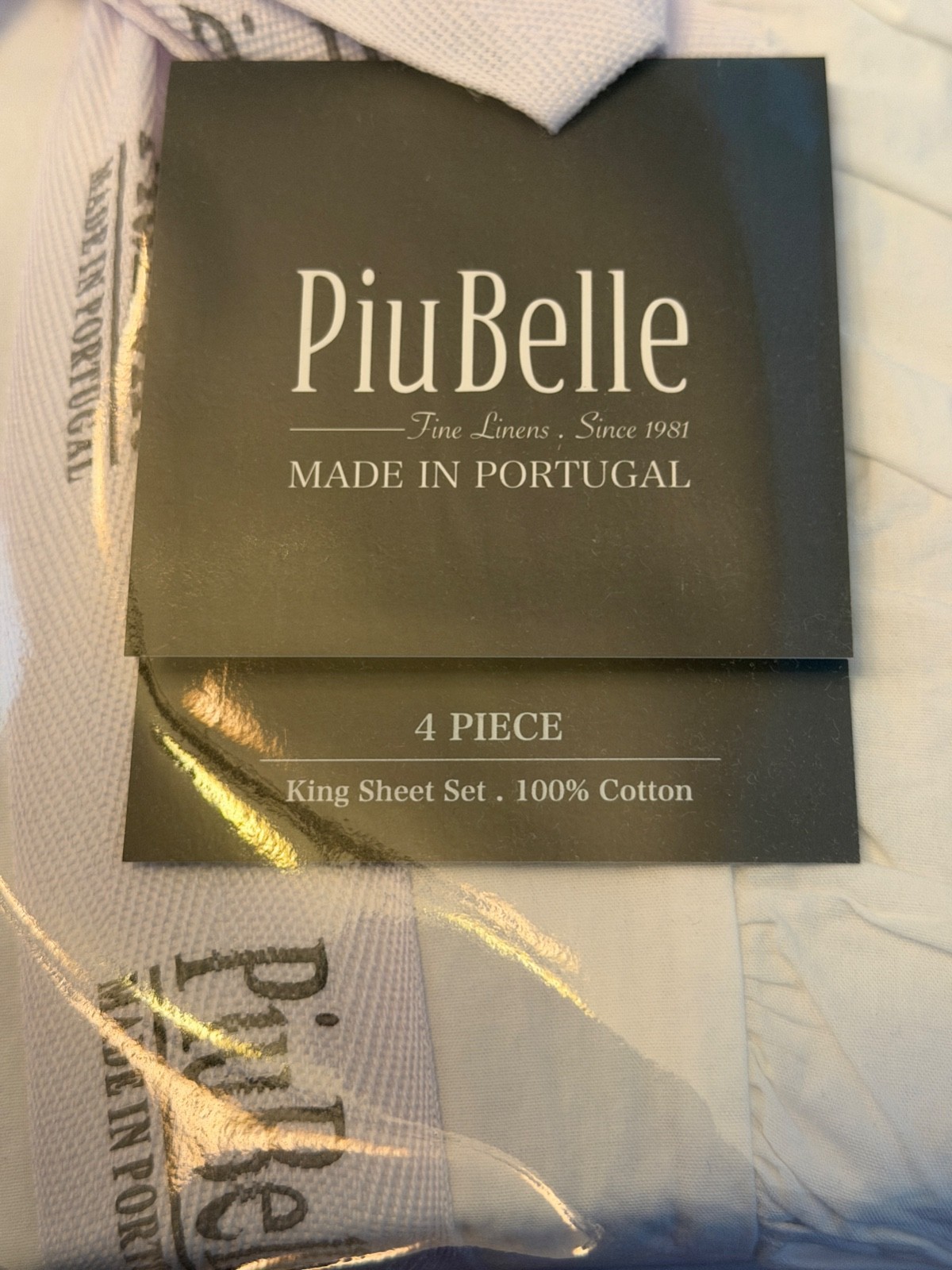 Piu Belle QUEEN Sheet Set 100% Light Gray Cotton Portugal Luxury 4 pc NEW gallery