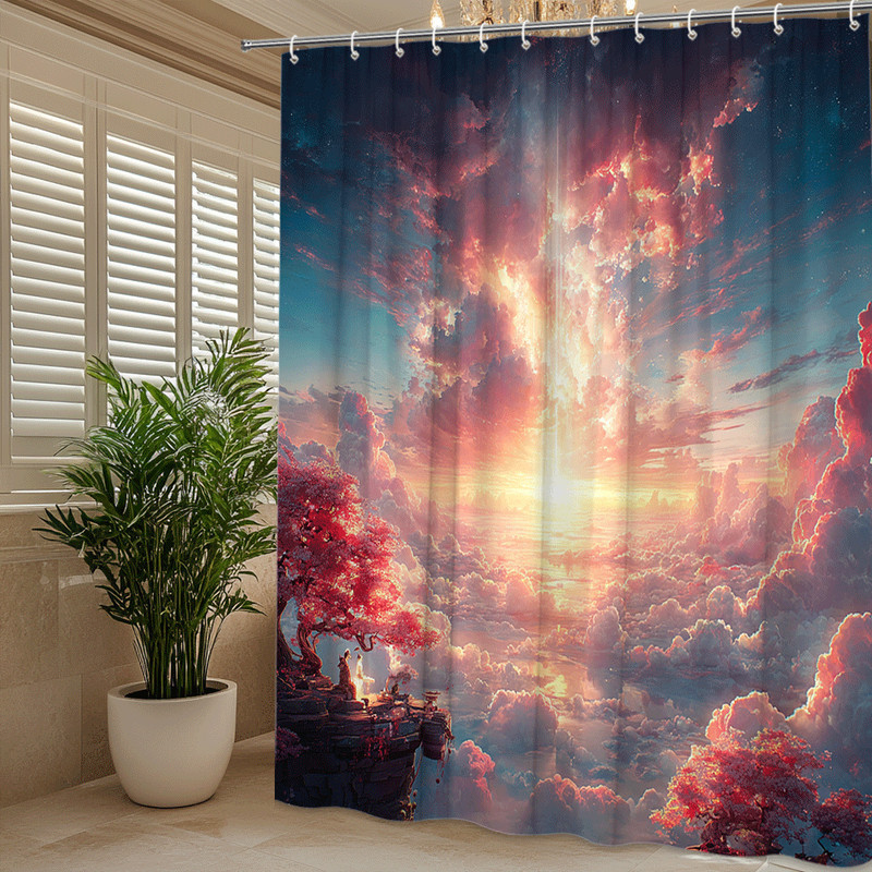 Fantasy Cloudscape Shower Curtain Pink Blue Sky Print gallery