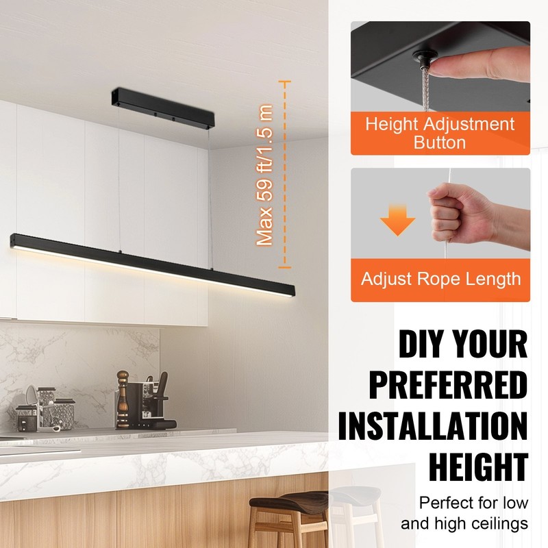 Dimmable Linear Pendant Light, 20W, 47 in LED Linear Light Fixture Chandelier wi gallery